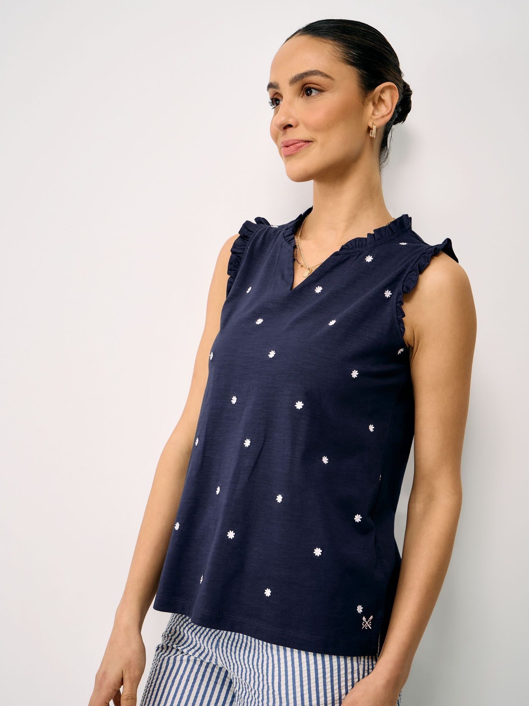 Audire♡Frill smart vest(Navy)S Buy Crew Clothing Blue Frill Cotton Jersey Vest from Next Romania