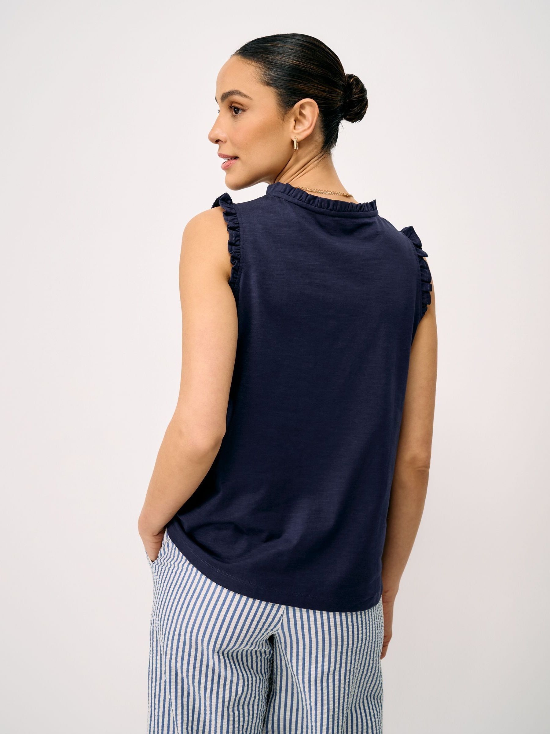 Audire♡Frill smart vest(Navy)S Buy Crew Clothing Blue Frill Cotton Jersey Vest from Next Romania