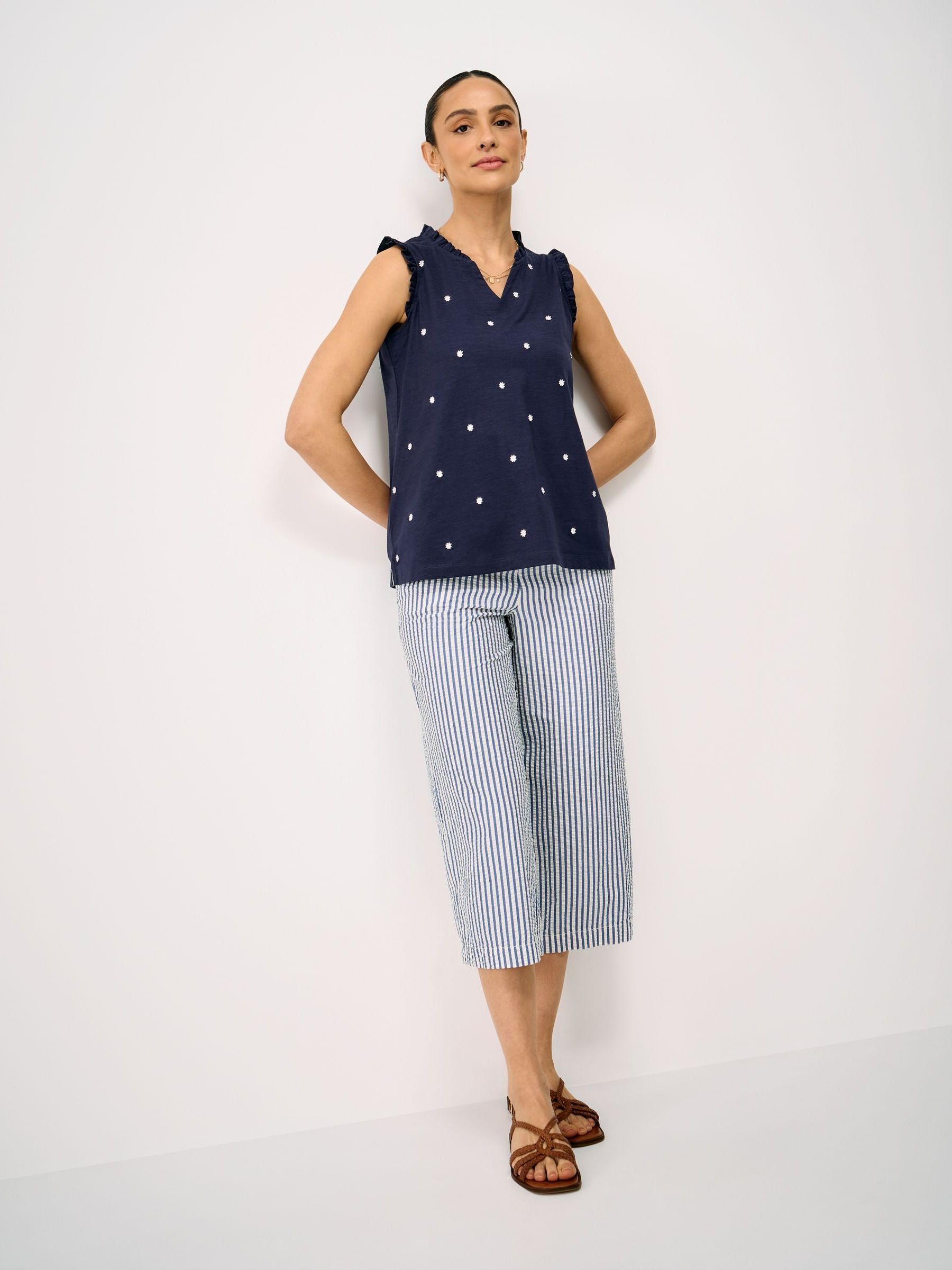 Buy Crew Clothing Blue Frill Cotton Jersey Vest from Next Romania