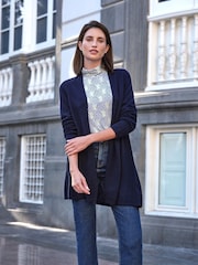 Pure Collection Blue Cashmere Gassato Swing Cardigan - Image 1 of 3