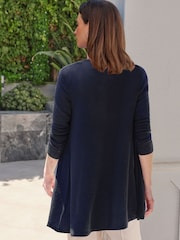 Pure Collection Blue Cashmere Gassato Swing Cardigan - Image 2 of 3