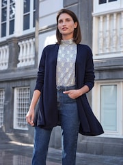 Pure Collection Blue Cashmere Gassato Swing Cardigan - Image 3 of 3
