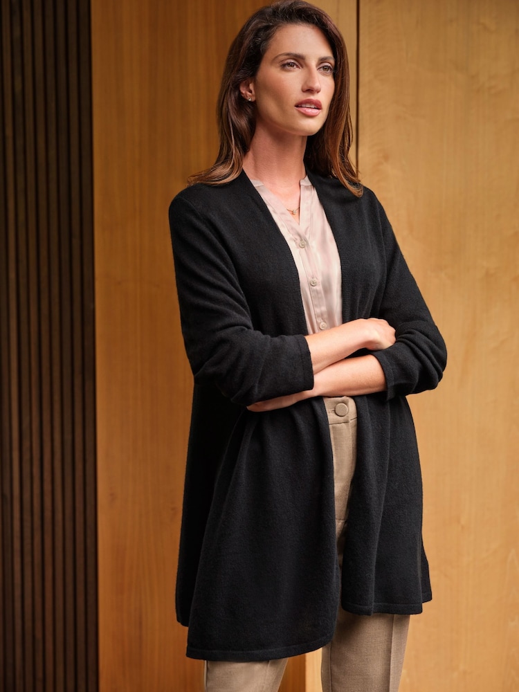 Schwarz - Pure Collection Leichte Swing-Strickjacke aus Kaschmir - Bild 1 von 3