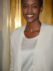Pure Collection White Cashmere V Neck Cardigan - Image 2 of 2