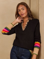 Itim - Love & Roses Knitted Collared Jumper - Larawan 1 ng 4