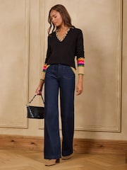Itim - Love & Roses Knitted Collared Jumper - Larawan 3 ng 4