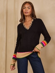 Itim - Love & Roses Knitted Collared Jumper - Larawan 4 ng 4