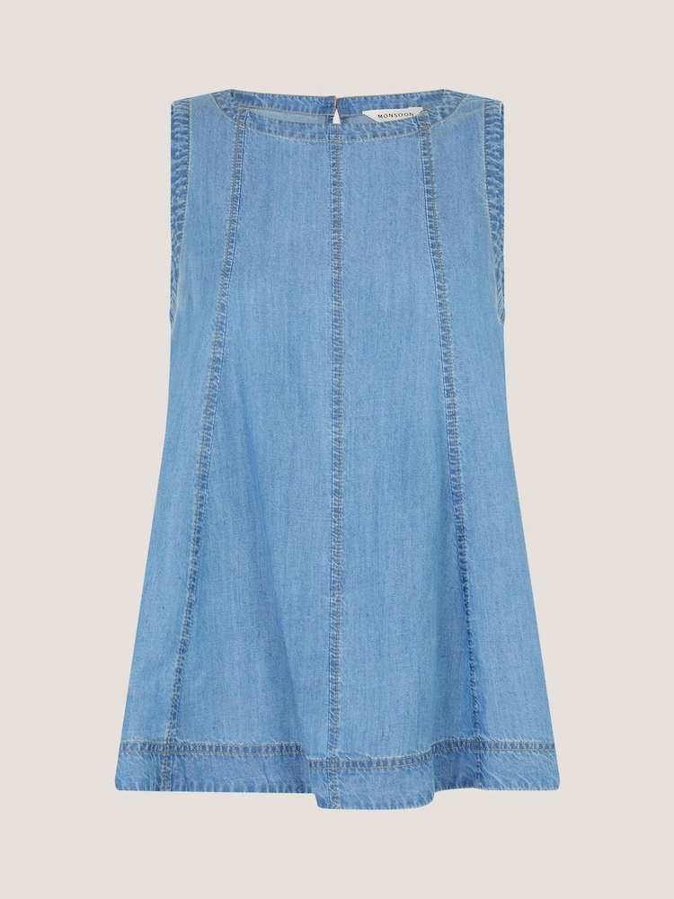 Monsoon Blue Daria Swing Chambray Denim Inspired Tank Top - Image 6 of 6 Monsoon Blue Daria Swing Chambray Denim Inspired Tank Top - Image 6 of 6