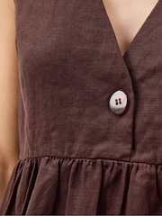 Monsoon Brown Posey Sleeveless Linen Blouse - Image 2 of 6