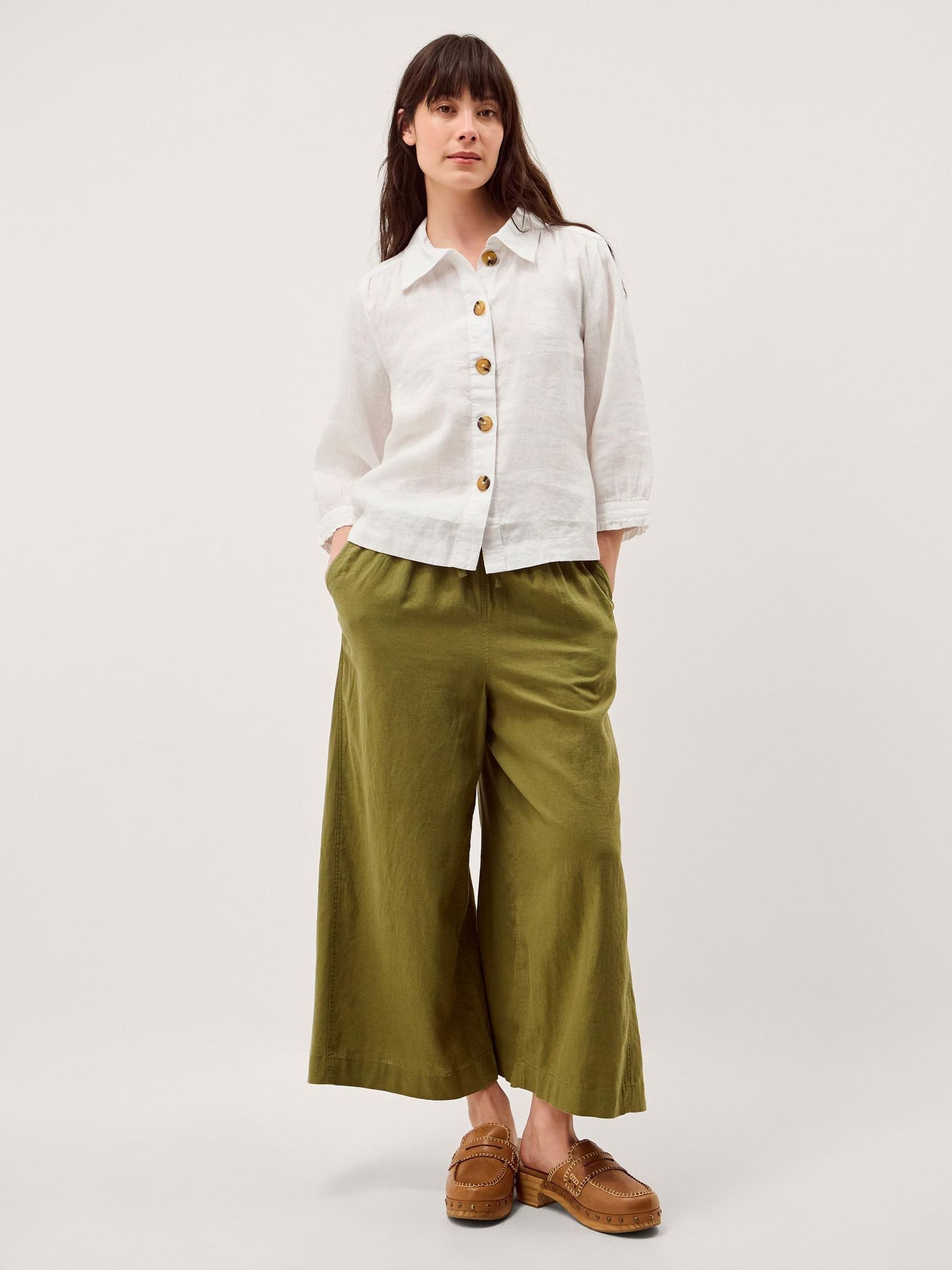 Buy Monsoon Cream Emelia Linen Cropped Sleeve Shirt from the Next