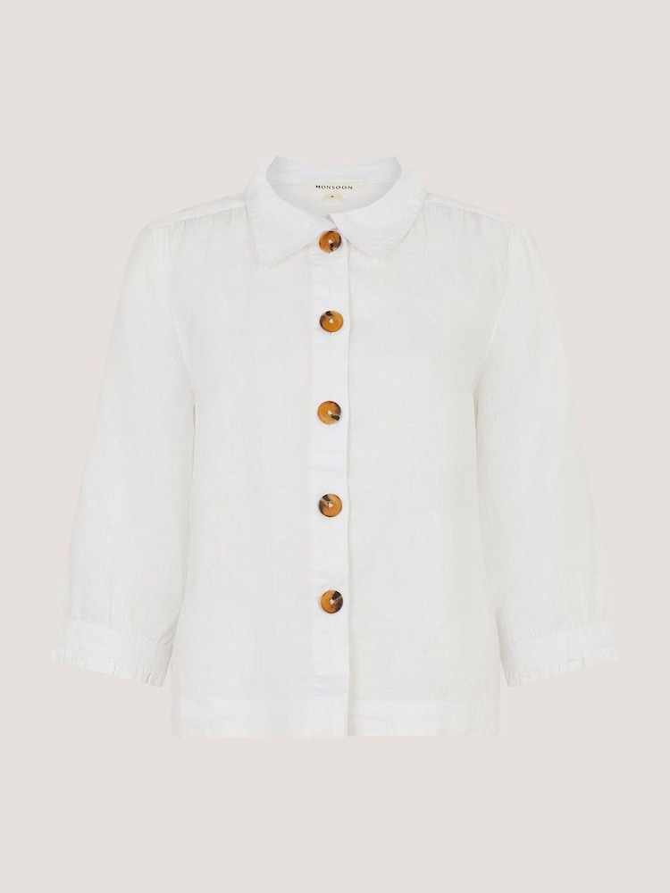 Monsoon Cream Emelia Linen Shirt - Image 5 of 5 Monsoon Cream Emelia Linen Shirt - Image 5 of 5