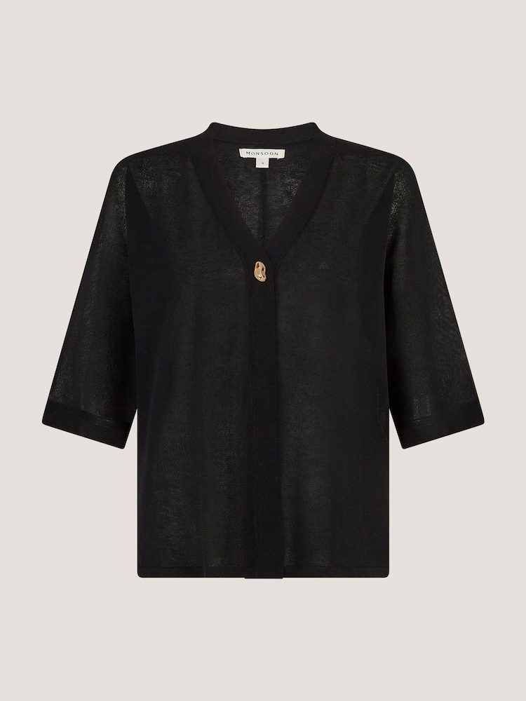 Monsoon Black Bath Short Sleeve Cardigan - Image 5 of 5 Monsoon Black Bath Short Sleeve Cardigan - Image 5 of 5