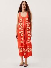 Monsoon Orange Eliana Floral Embroidered Culotte Jumpsuit - Image 1 of 5