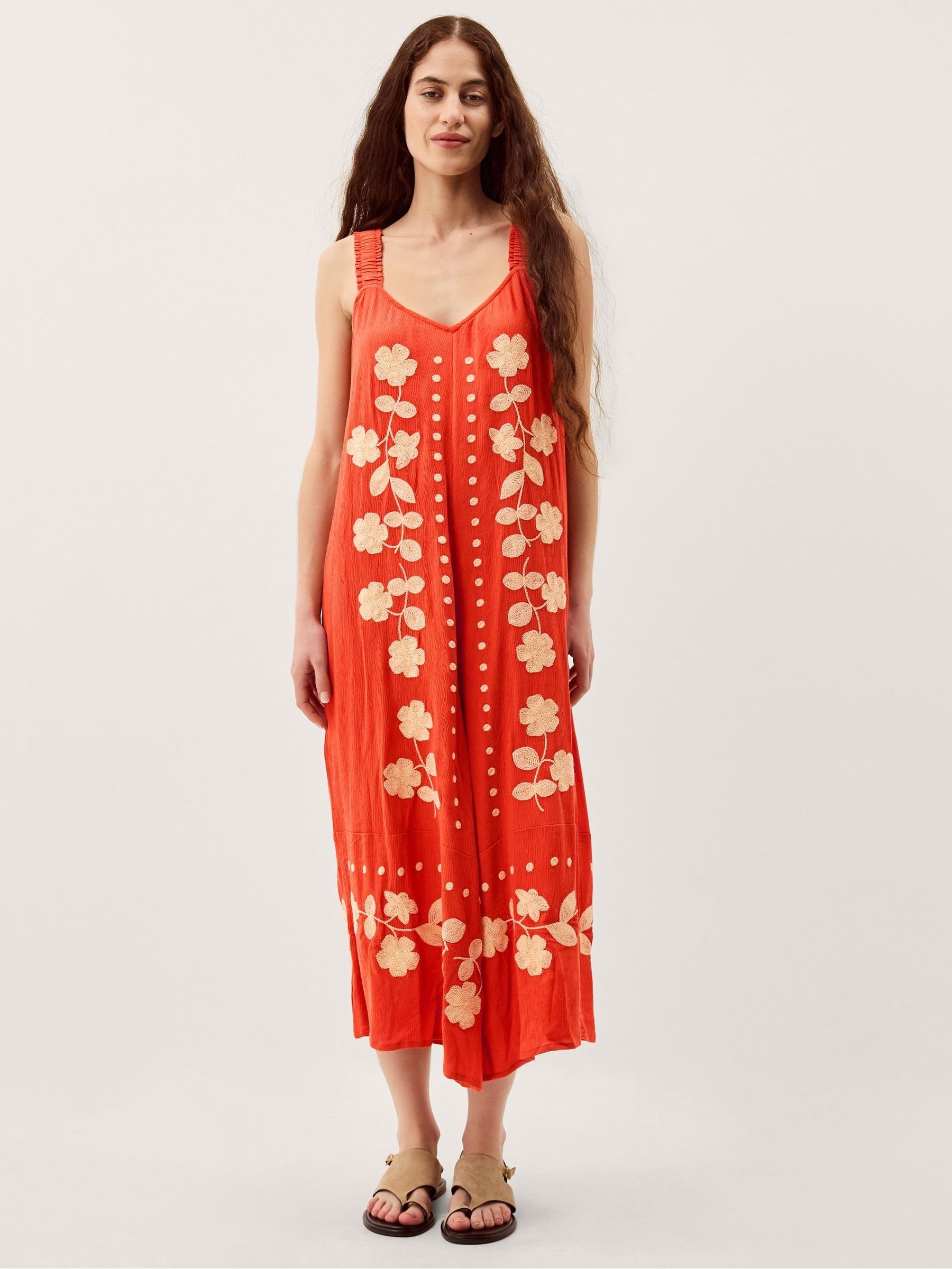 Buy Monsoon Orange Eliana Floral Embroidered Culotte Jumpsuit from
