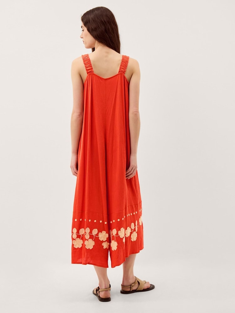 Monsoon Orange Eliana Floral Embroidered Culotte Jumpsuit - Image 2 of 5 Monsoon Orange Eliana Floral Embroidered Culotte Jumpsuit - Image 2 of 5