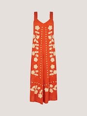 Monsoon Orange Eliana Floral Embroidered Culotte Jumpsuit - Image 5 of 5