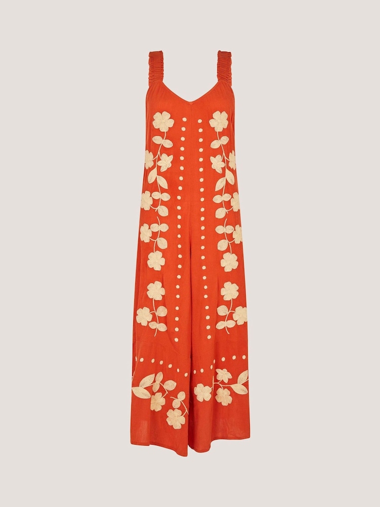 Monsoon Orange Eliana Floral Embroidered Culotte Jumpsuit - Image 5 of 5 Monsoon Orange Eliana Floral Embroidered Culotte Jumpsuit - Image 5 of 5