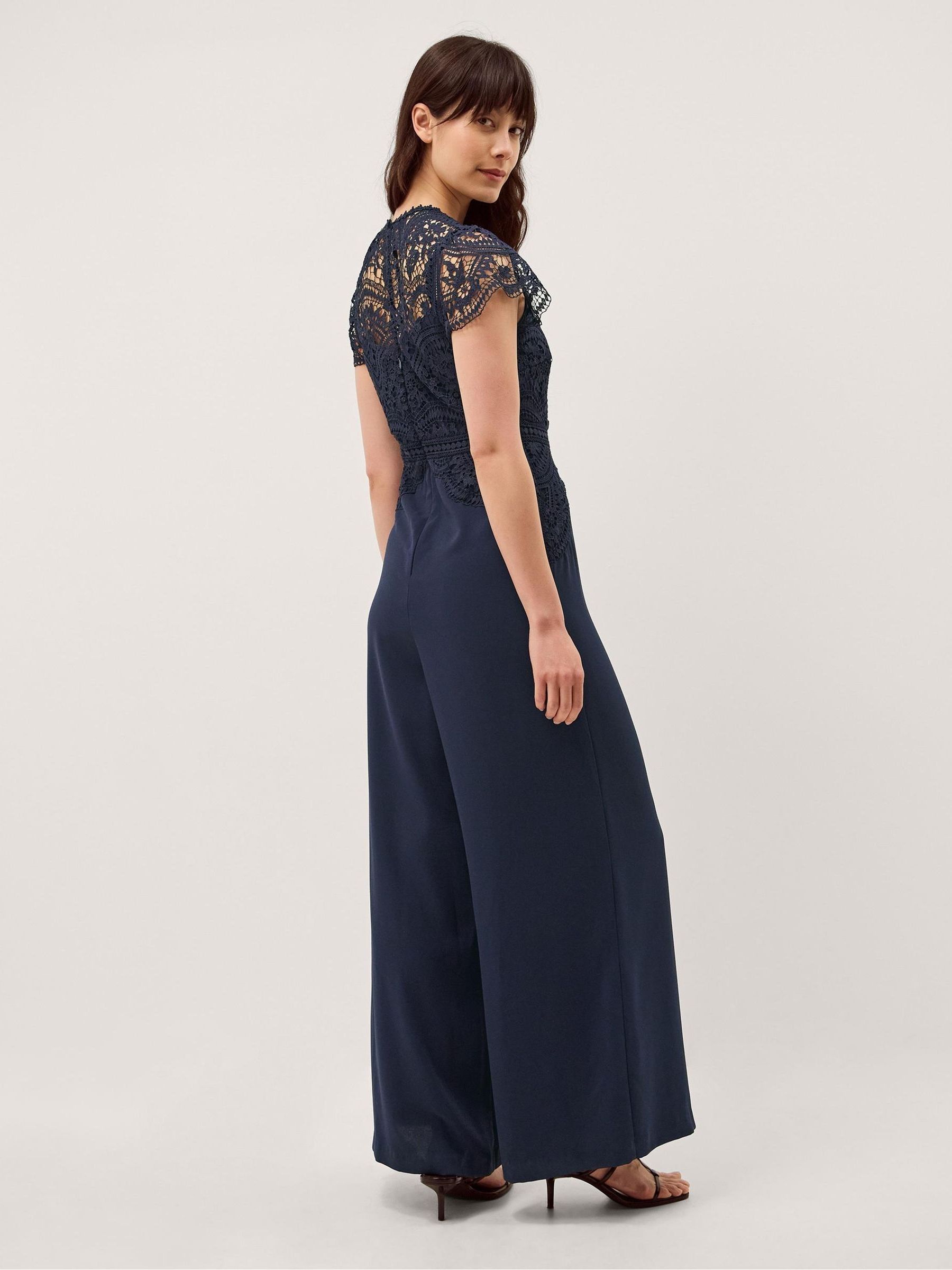 Buy Monsoon Blue Monica Lace Wide Leg Jumpsuit from the Next UK 