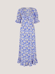 Monsoon Blue Sian Floral Print Ruffle Midi Dress - Image 5 of 5