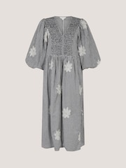 Monsoon Black Mimi Puff Sleeve Gingham Midi Dress - Image 5 of 5