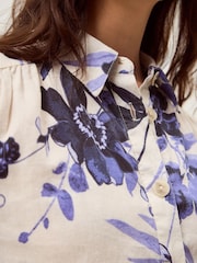 Monsoon Blue Nicolette Floral Linen Blend Shirt - Image 2 of 6