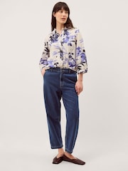 Monsoon Blue Nicolette Floral Linen Blend Shirt - Image 4 of 6