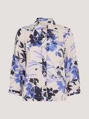 Monsoon Blue Nicolette Floral Linen Blend Shirt - Image 6 of 6