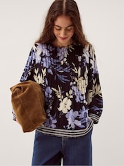 Monsoon Blue Nicolette Floral Linen Blend Top - Image 1 of 5