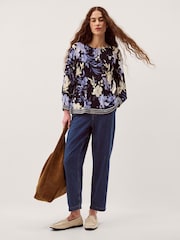 Monsoon Blue Nicolette Floral Linen Blend Top - Image 2 of 5