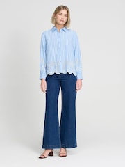 Finery Blue Sydnee Stripe Cotton Shirt - Image 3 of 4
