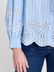 Finery Blue Sydnee Stripe Cotton Shirt - Image 4 of 4