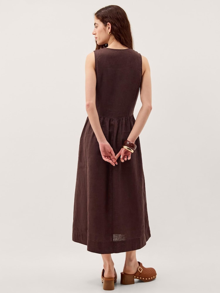 chinese dress ladies Lainey A-Line Square Neck Linen Midi Dress – Shop Beulah Style