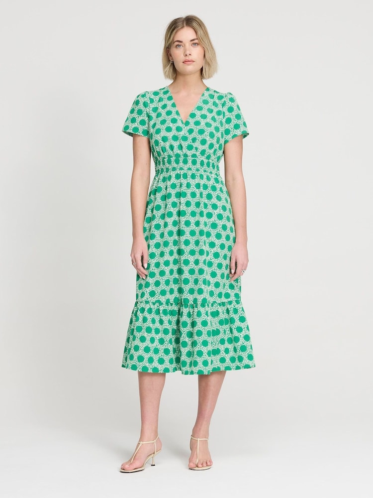 Finery Green Deena Wrap Midi Dress - Image 1 of 4