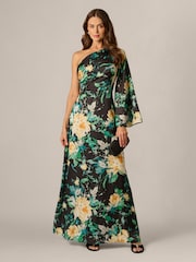 Adrianna Papell One Shldr Printed Satin Gown - Image 3 of 6