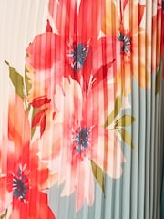 Adrianna Papell Blue Floral Pleated Chiffon Dress - Image 6 of 6