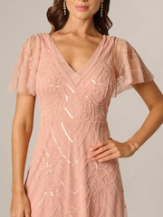 Adrianna Papell Studio Bead Mesh Flutter Dress - Image 4 of 6