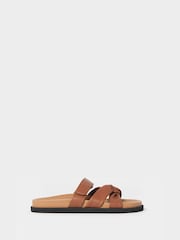 JD Williams Natural Wide Fit Twist Front Footbed Sandals - Image 2 of 4