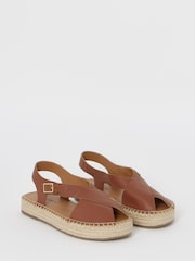 JD Williams Natural Extra Wide Fit Peep Toe Espadrille Sandals - Image 3 of 4