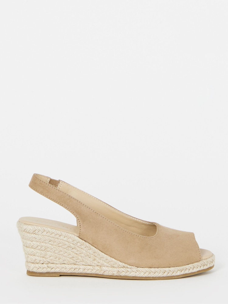 JD Williams Nude Wide Fit Peep Toe Slingback Espadrille Wedges - Image 2 of 4