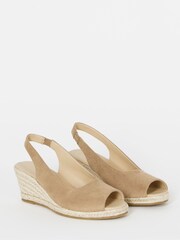 JD Williams Nude Wide Fit Peep Toe Slingback Espadrille Wedges - Image 3 of 4