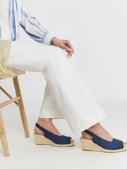 Azul - JD Williams Peep Toe Slingback Espadrille Wedges - Imagen 1 de 4