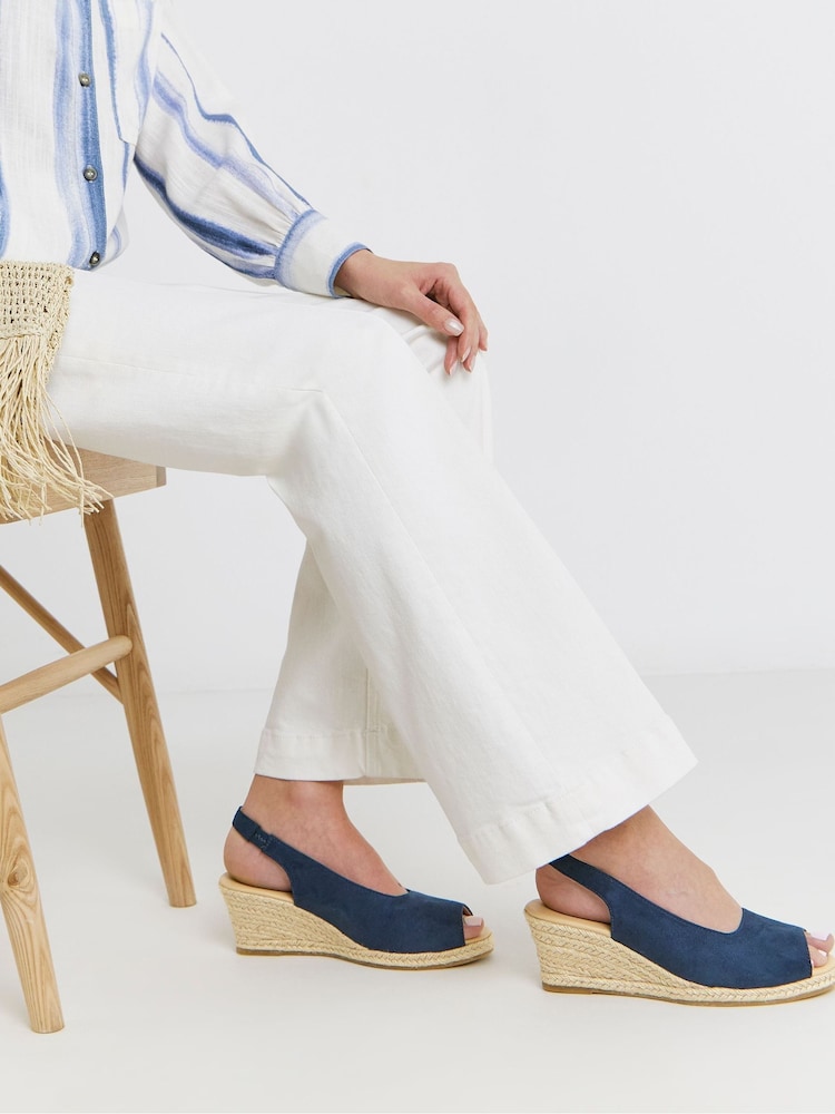 Azul - JD Williams Peep Toe Slingback Espadrille Wedges - Imagen 1 de 4