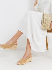 Nude - JD Williams Peep Toe Slingback Espadrille Wedges - Imagen 1 de 4