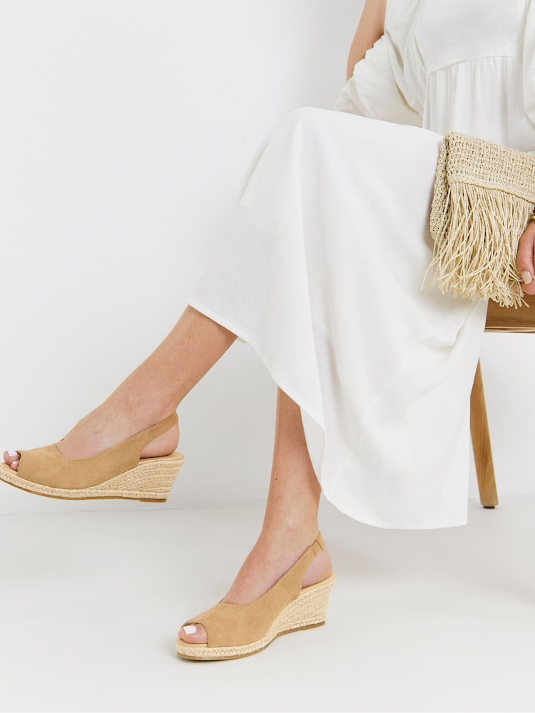 Nude - JD Williams Peep Toe Slingback Espadrille Wedges - Imagen 1 de 4