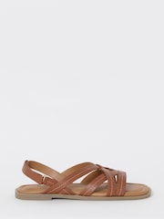 JD Williams Natural Contrast Stitch Strappy Flat Sandals - Image 3 of 4