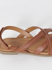 JD Williams Natural Contrast Stitch Strappy Flat Sandals - Image 4 of 4