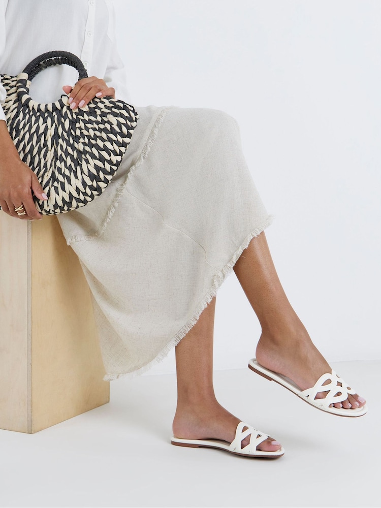 JD Williams White Extra Wide Fit Padded Loop Mule Sandals - Image 1 of 4 JD Williams White Extra Wide Fit Padded Loop Mule Sandals - Image 1 of 4