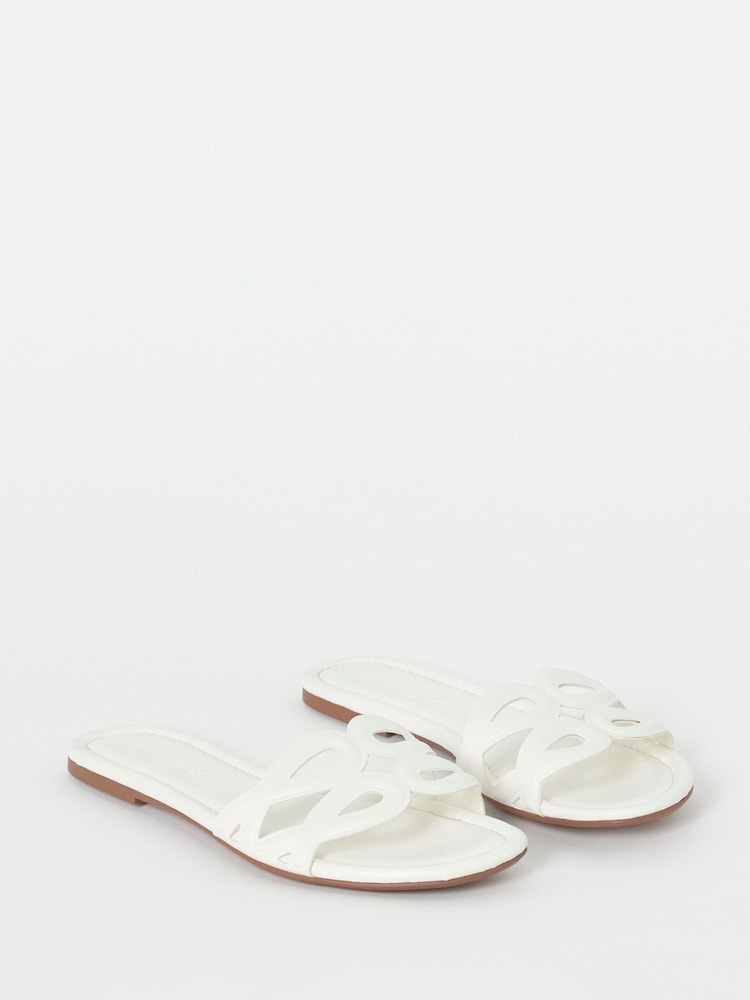 JD Williams White Extra Wide Fit Padded Loop Mule Sandals - Image 2 of 4 JD Williams White Extra Wide Fit Padded Loop Mule Sandals - Image 2 of 4