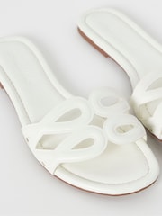 JD Williams White Extra Wide Fit Padded Loop Mule Sandals - Image 3 of 4
