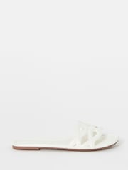 JD Williams White Extra Wide Fit Padded Loop Mule Sandals - Image 4 of 4